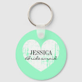Aangepaste bridesmaïde mint groene hartkeychain sleutelhanger (Voorkant)