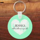 Aangepaste bridesmaïde mint groene hartkeychain sleutelhanger (Voorkant)