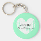 Aangepaste bridesmaïde mint groene hartkeychain sleutelhanger (Voorkant)