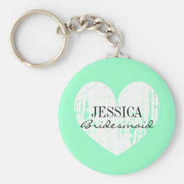 Aangepaste bridesmaïde mint groene hartkeychain sleutelhanger