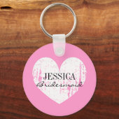 Aangepaste bridesmaïde sleutelhanger | Roze en har (Voorkant)