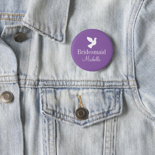 Aangepaste bridesmaids naam badge-duif-knoppen ronde button 5,7 cm (In situ)