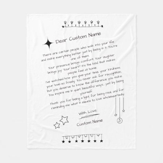 Aangepaste brief aan een mooi persoon fleece deken (Voorkant)