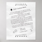 Aangepaste brief aan een mooi persoon poster (Voorkant)