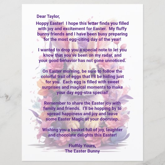 Aangepaste brief van de paashaas (Voorkant)