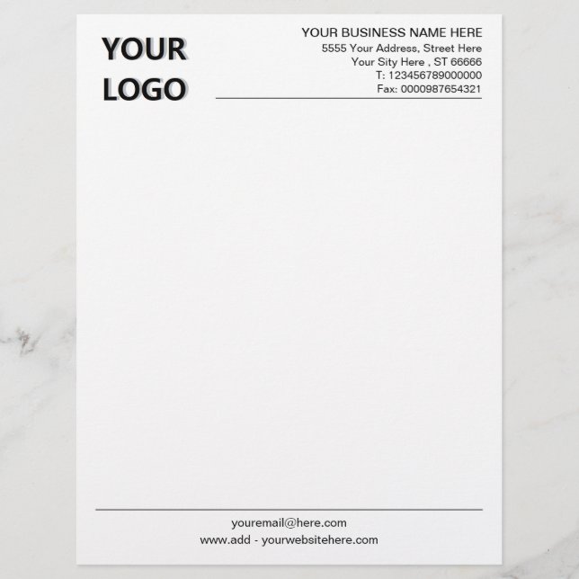 Aangepaste briefhoofd van het Bedrijf met Logo (Voorkant)