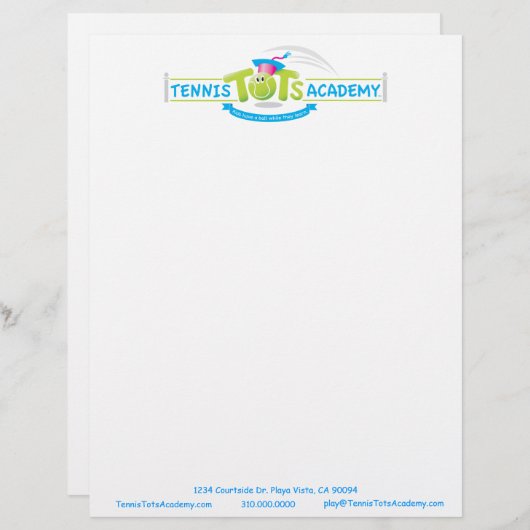 Aangepaste briefhoofdkantoorbenodigdheden Tennis T Briefhoofd (Voorkant / Achterkant)