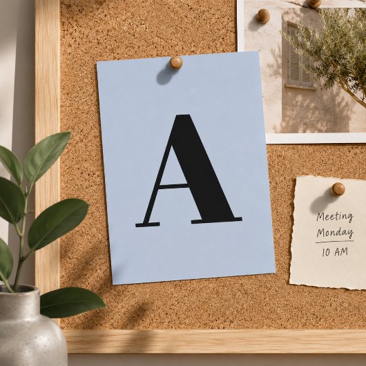 Aangepaste briefkaart met beginletter | Blauwe ini
