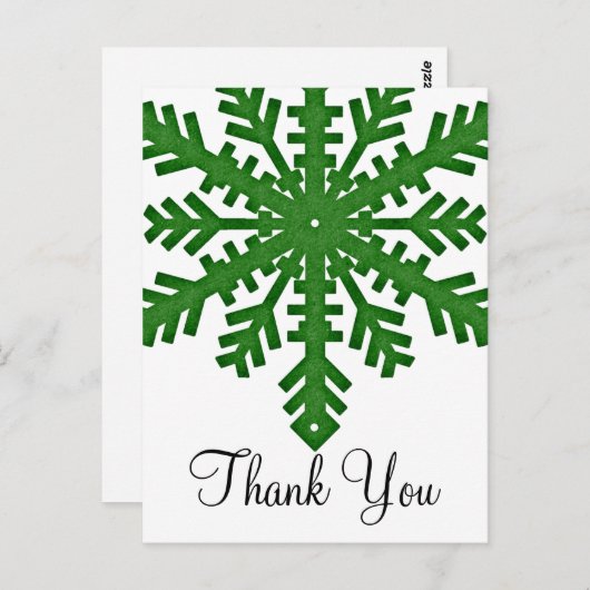 Aangepaste Briefkaarten voor groene sneeuwvlokken  (Voorkant / Achterkant)