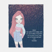 Aangepaste briefnotities voor cadeaus voor meisjes fleece deken (Voorkant)