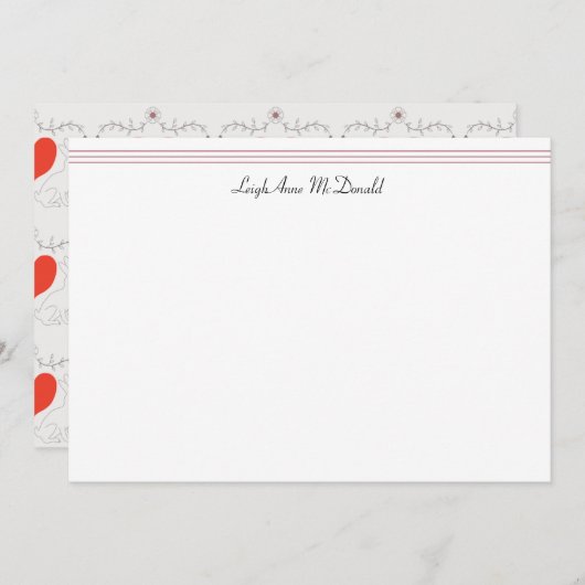 Aangepaste Briefpapier Bunny & Hearts-kaart Notitiekaartje (Voorkant / Achterkant)