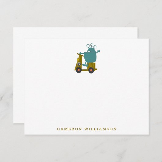 Aangepaste briefpapier met malle alien op step bedankkaart (Voorkant / Achterkant)