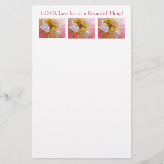 Aangepaste Briefpapier Roze Dahlia Bloemen LIEFDE  (Voorkant)