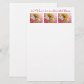 Aangepaste Briefpapier Roze Dahlia Bloemen LIEFDE  (Voorkant / Achterkant)