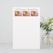 Aangepaste Briefpapier Roze Dahlia Bloemen LIEFDE  (Staand voorkant)