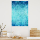 Aangepaste Bright Blue Waterverf achtergrond Poster (Keuken)
