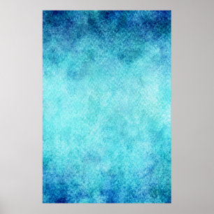 Aangepaste Bright Blue Waterverf achtergrond Poster