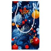 Aangepaste Bright Floral Christmas Gift Bag Klein Cadeauzakje (Voorkant)
