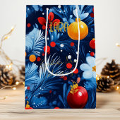 Aangepaste Bright Floral Christmas Gift Bag Klein Cadeauzakje