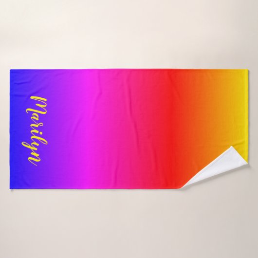 Aangepaste Bright Rainbow Ombre Badhanddoek (Badhanddoek)
