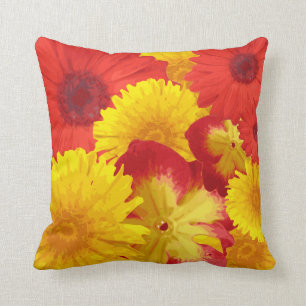 Aangepaste Bright Red Daisies Yellow Chrysanthemum Kussen