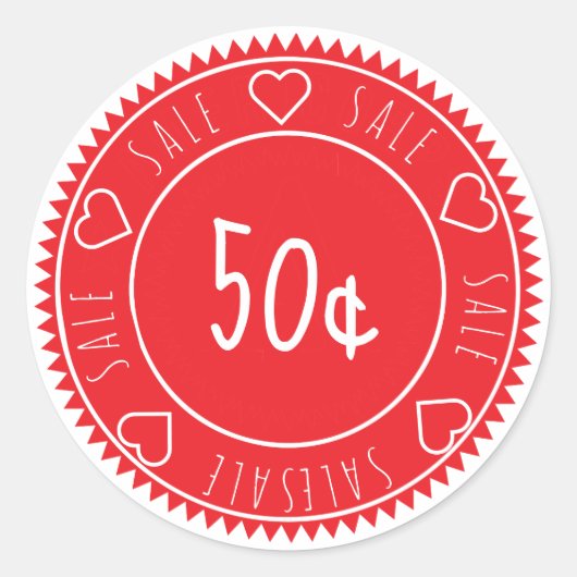 Aangepaste Bright Red Sale Prijskorting Ronde Sticker (Voorkant)
