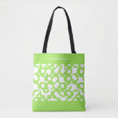 Aangepaste Bright Summer Lime Groene Retro Art Pat Tote Bag (Voorkant)