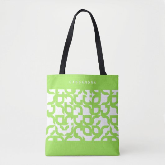 Aangepaste Bright Summer Lime Groene Retro Art Pat Tote Bag (Voorkant)