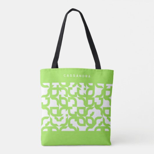Aangepaste Bright Summer Lime Groene Retro Art Pat Tote Bag (Achterkant)