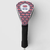 Aangepaste Britse UNION JACK Monogram DRIVER Golfheadcover (Voorkant)