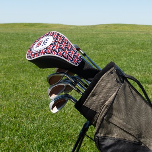 Aangepaste Britse UNION JACK Monogram DRIVER Golfheadcover (Insitu)