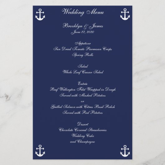 Aangepaste brochure van het Navy Blue Nautical Wed (Voorkant)