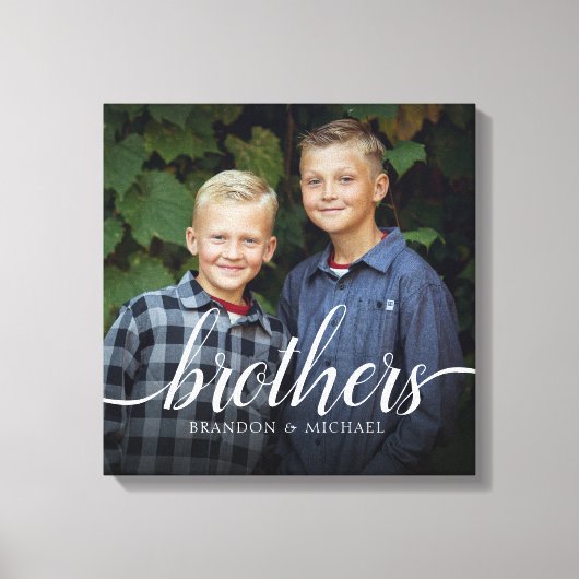 Aangepaste broers foto met handschrift canvas afdruk (Voorkant)