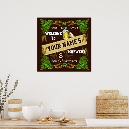Aangepaste brouwerij / Welkomstteken brouwer Poster (Keuken)