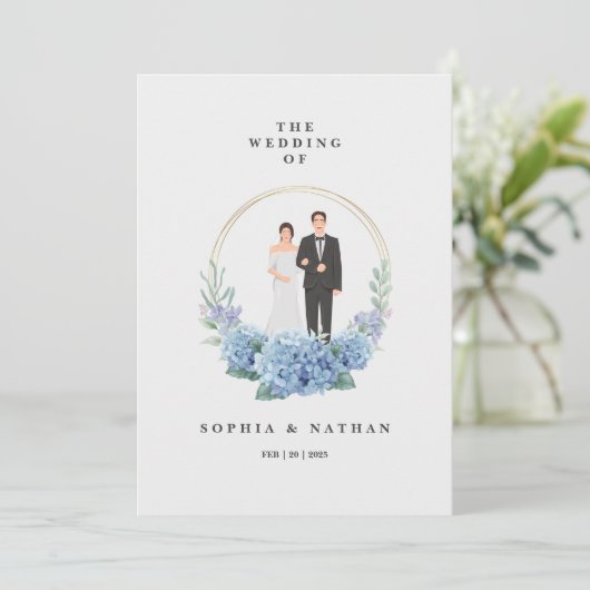 Aangepaste bruid & bruidegom huwelijksuitnodiging kaart (Staand voorkant)