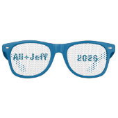 Aangepaste bruid & bruidegom namen met jaar, huwel retro zonnebril (Voorkant)