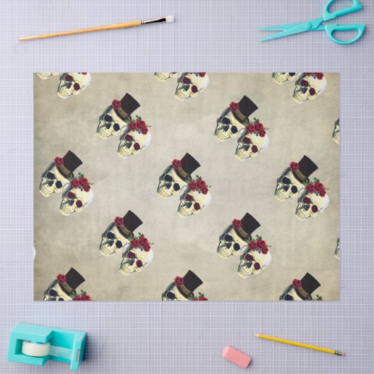 Aangepaste bruid & bruidegom schedel bruiloft cade tissuepapier (Craft)