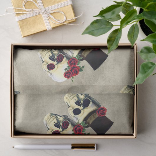 Aangepaste bruid & bruidegom schedel bruiloft cade tissuepapier (Geschenk)