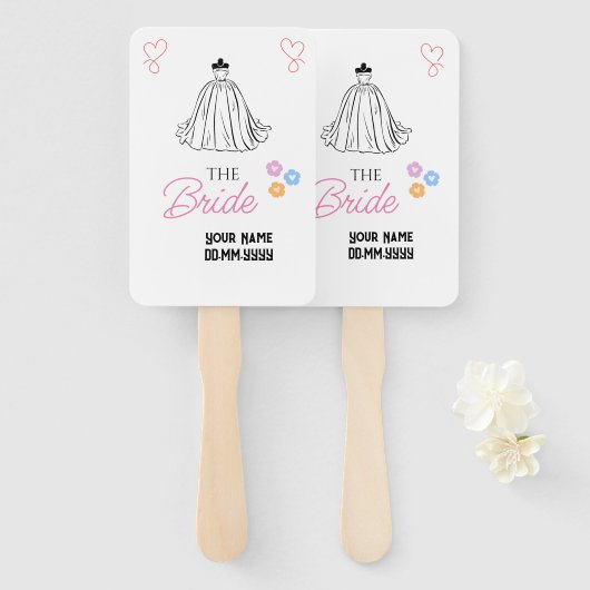 Aangepaste bruid: een coole touch voor uw bruiloft handwaaier (Voorkant en achterkant)