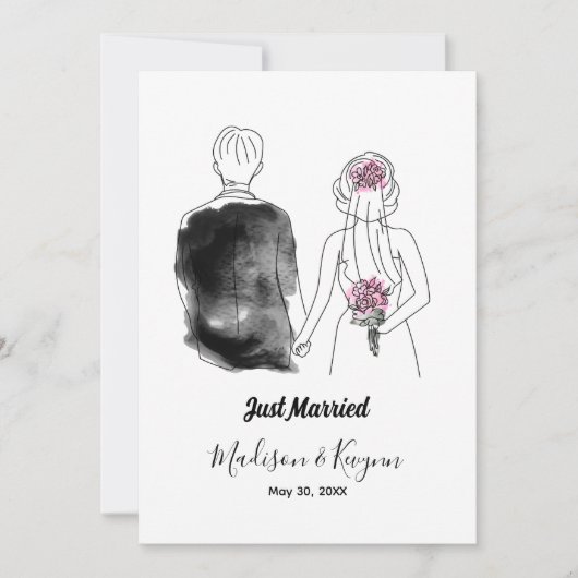 Aangepaste bruid en bruidegom | Bruiloftsuitnodigi Kaart (Voorkant)