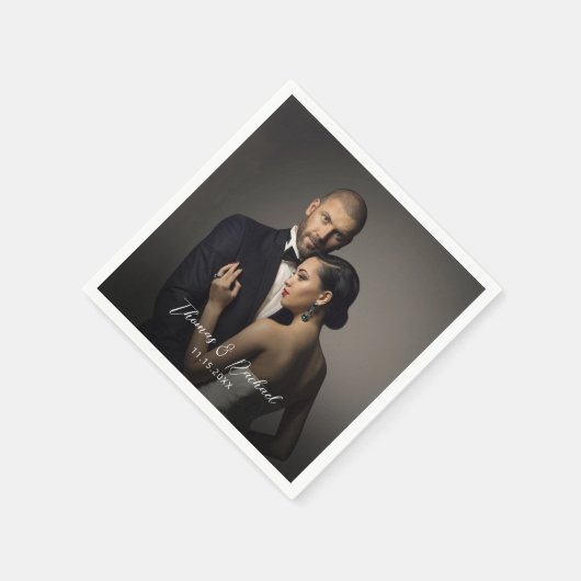 Aangepaste bruid en bruidegom foto servetten (Hoek)