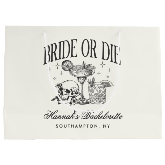 Aangepaste Bruid Of Sterf Bachelorette Cocktail Pa Groot Cadeauzakje (Achterkant)