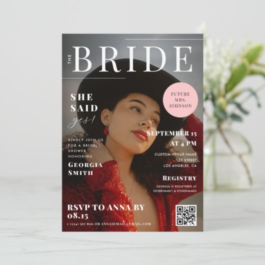 Aangepaste bruid Photo Magazine Hoesje Vrijgezelle Kaart (Staand voorkant)