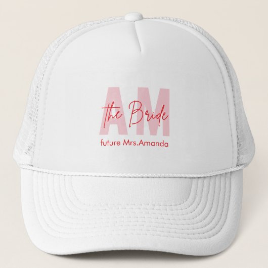 aangepaste bruid | Roze Monogram Toekomstige Mevro Trucker Pet (Voorkant)