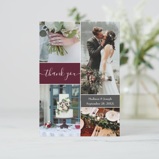 Aangepaste bruidbruiloft Foto Collage bedankt (Staand voorkant)