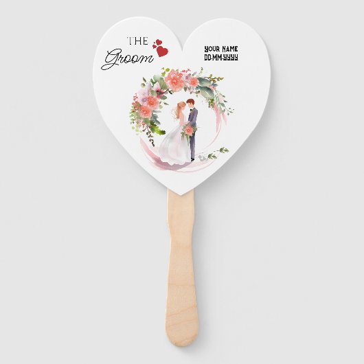 Aangepaste bruidegom: houd uw gasten koel in stijl handwaaier (Achterkant)