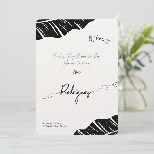 Aangepaste bruids Douche Uitnodiging – Elegant Scr (Staand voorkant)