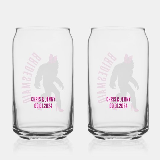 Aangepaste bruids partij gunst Chic Sassy Sasquatc Blikvorm Glas (Achterkant)