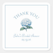 Aangepaste bruidsdouche Blauwe Hortensia Dank je w Vierkante Sticker (Voorkant)