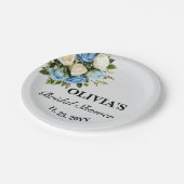 Aangepaste bruidsdouche Elegante blauwe en witte b Papieren Bordje (Gekanteld)